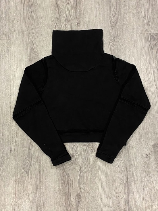 ALO Yoga Tops - Alo Yoga Black Mesh Panel Cowl Neck Crop Sweatshirt XS